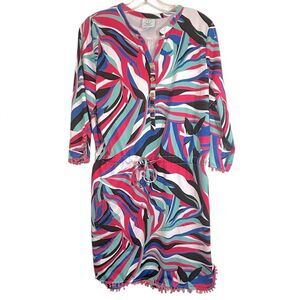 Tracy Negoshian Dress Womens Dress medium Pink Blue White Guiliana Gold preppy